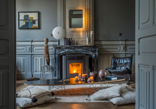 Vue du salon avec cheminée- Le lanternon chambres d'hôtes ile de ré